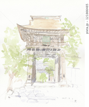 中山道御嵩宿の街道沿いにある可児大寺の山門 中山道御嵩宿の街道沿いにある可児大寺の山門 121866485