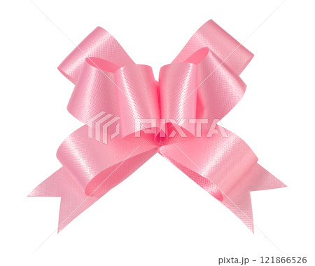 華やかな蝶結びをされたピンク色のリボン 121866526