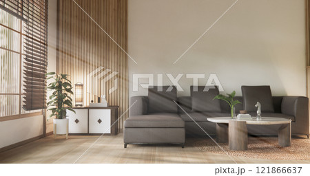 Scene living room have sofa and decoration wooden japanese  minimalist design. 121866637
