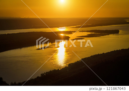 Sunset over the river Sunset over the river 121867043