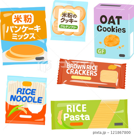 市販のグルテンフリー食品のイラストセット 121867800
