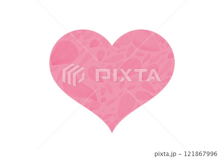 ピンクのハートに春の桜の花びらのデザインイラスト 121867996