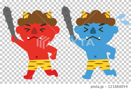 Setsubun_Bean-throwing_Demon-banishing_Red and blue demons fleeing Setsubun_Bean-throwing_Demon-banishing_Red and blue demons fleeing 121868054