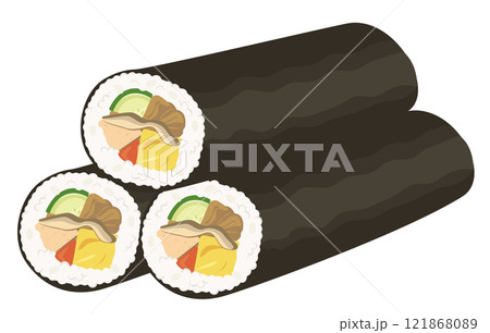 節分_恵方巻_巻き寿司_丸かぶり 節分_恵方巻_巻き寿司_丸かぶり 121868089
