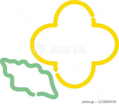 ナノハナ　菜の花　花　アイコン　あしらい　ピクトグラム　ロゴ　かわいい　シンプル　線　イラスト素材 121868334