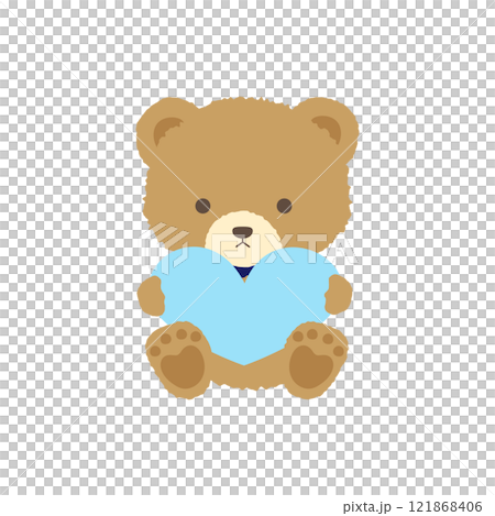 Teddy bear with a light blue heart 121868406