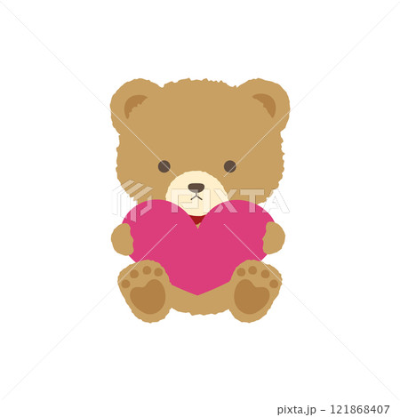 ピンク色のハートを持ったくまのぬいぐるみ ピンク色のハートを持ったくまのぬいぐるみ 121868407