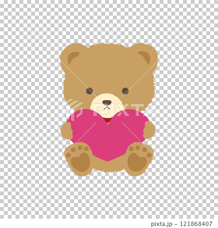 ピンク色のハートを持ったくまのぬいぐるみ ピンク色のハートを持ったくまのぬいぐるみ 121868407