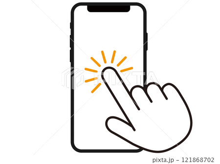 クリック,チェック,タッチ,スマホ,スマートフォン,指,手,操作,アイコン,シンプル,フラット,透過 121868702