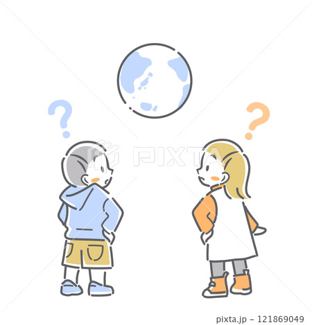 学ぶ子供たち 世界 好奇心 シンプルでかわいい線画イラスト 学ぶ子供たち 世界 好奇心 シンプルでかわいい線画イラスト 121869049