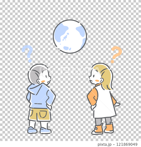学ぶ子供たち 世界 好奇心 シンプルでかわいい線画イラスト 学ぶ子供たち 世界 好奇心 シンプルでかわいい線画イラスト 121869049