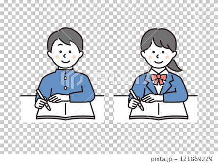 Male and female students studying 121869229