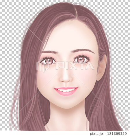 Long-haired woman in pink Long-haired woman in pink 121869320