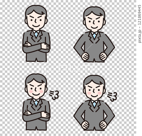 A confident man in a suit: Illustration material, upper body 121869445