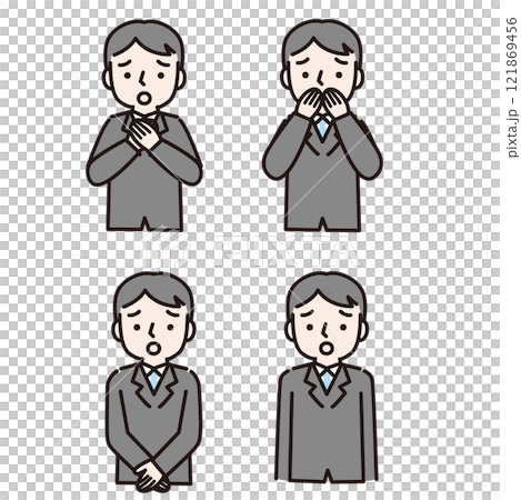 A worried man in a suit: Illustration material, upper body 121869456