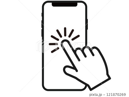 クリック,チェック,タッチ,スマホ,スマートフォン,指,手,操作,アイコン,シンプル,フラット,透過 121870269