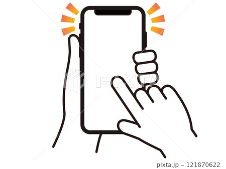 クリック,チェック,タッチ,スマホ,スマートフォン,指,手,操作,アイコン,シンプル,フラット,透過 121870622