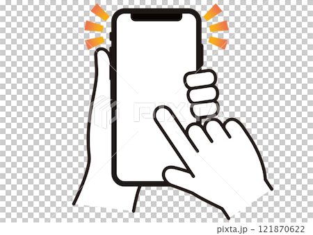 クリック,チェック,タッチ,スマホ,スマートフォン,指,手,操作,アイコン,シンプル,フラット,透過 121870622