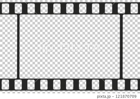 Front view of a three-dimensional black negative film frame 121870709