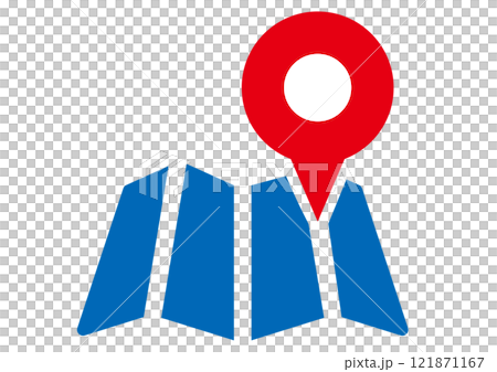 現在地,マーク,マップ,ピン,地図,マップポインター,マップピン,ポインター,アイコン,出発点,到着 121871167