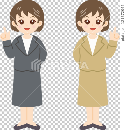 Set illustration of a woman in a suit Set illustration of a woman in a suit 121872042