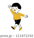 歩く男の子の手描きイラスト 121872292