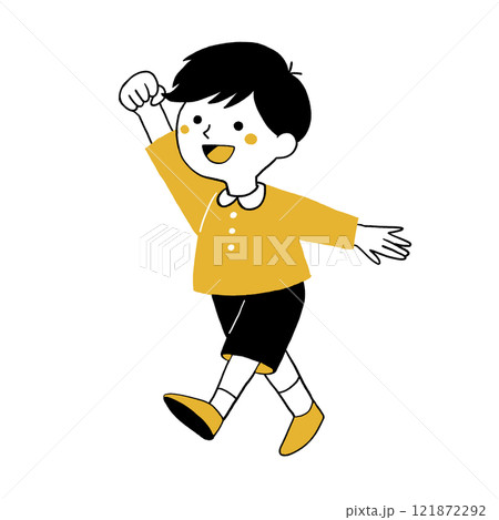 歩く男の子の手描きイラスト 121872292