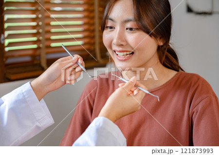 A young woman having dental care 121873993