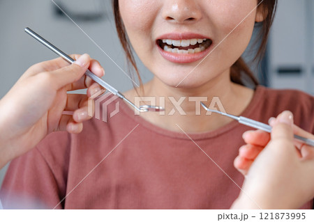 A young woman having dental care A young woman having dental care 121873995