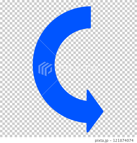 Illustration of a semicircular curved arrow Illustration of a semicircular curved arrow 121874074