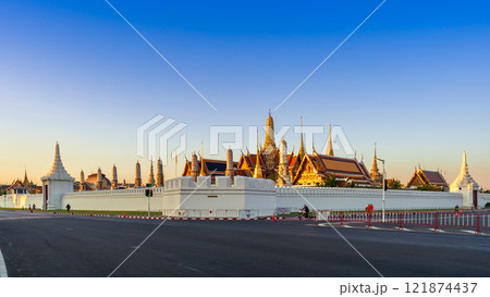 The Grand Palace and Temple of the Emerald Buddha at sunrise, a top landmark in Bangkok. 121874437