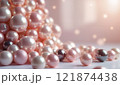 Soft pink and white pearls with glowing highlights 121874438