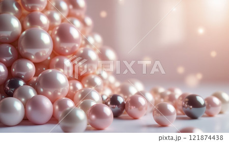 Soft pink and white pearls with glowing highlights 121874438