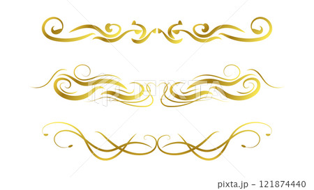 text dividers decoration set isolated on white background. golden swirl calligraphy lines text dividers decoration set isolated on white background. golden swirl calligraphy lines 121874440