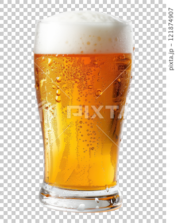 Glass of cold beer with foam isolated on white background png transparent clipart. 121874907
