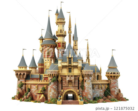Fairytale castel isolated on white background png transparent clipart. 121875032