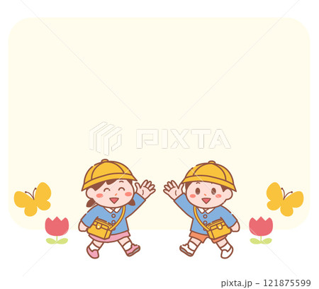 幼稚園児とチューリップフレーム 121875599