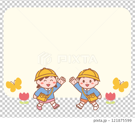 幼稚園児とチューリップフレーム 121875599