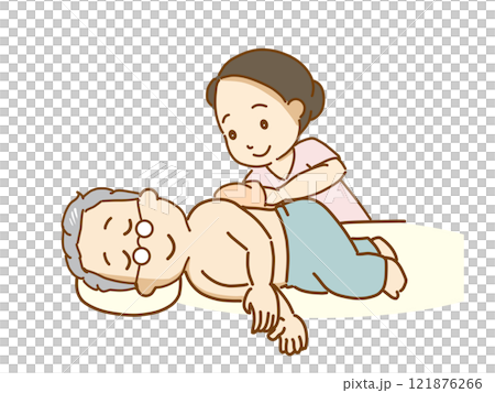 清拭、身体の清潔を保つ介護をする 121876266