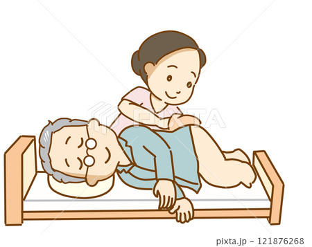 介護清拭、身体の清潔を保つ介護をする 121876268