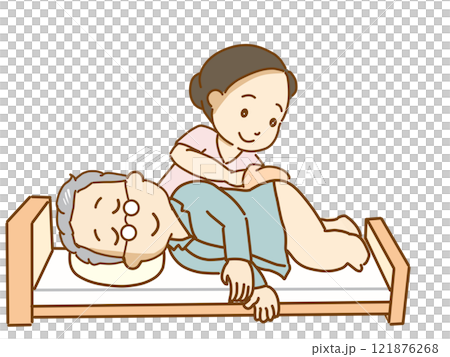 介護清拭、身体の清潔を保つ介護をする 121876268