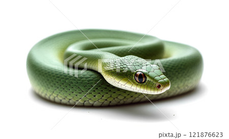 Full body green snake isolated on white background 121876623