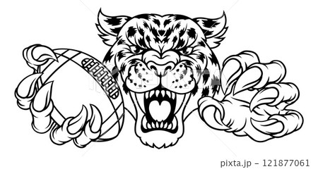 Jaguar Leopard Cheetah American Football Mascot 121877061