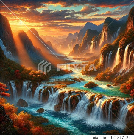 壮大な夕暮れの渓谷 121877122