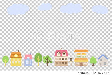 多彩的城市景觀和雲彩的插圖 多彩的城市景觀和雲彩的插圖 121877477