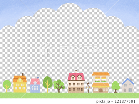 Colorful cityscape and blue sky illustration Colorful cityscape and blue sky illustration 121877591