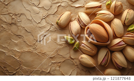 A pile of fresh pistachios, a healthy and delicious snack. A pile of fresh pistachios, a healthy and delicious snack. 121877648