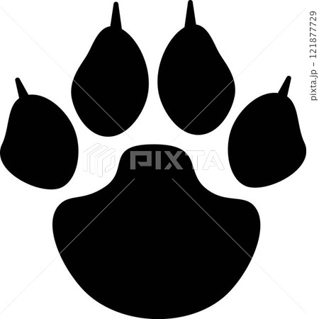 Black single cat tiger paw print silhouette vector design. graphic line illustration on transparent background Black single cat tiger paw print silhouette vector design. graphic line illustration on transparent background 121877729
