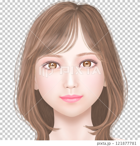 Women with medium-long hair, brown 121877781