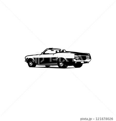 1972 Ford Mustang car legend isolated on white background, rear view. silhouette illustration vector design. best for logo, badge, emblem, icon, sticker design. available in eps 10 1972 Ford Mustang car legend isolated on white background, rear view. silhouette illustration vector design. best for logo, badge, emblem, icon, sticker design. available in eps 10 121878026